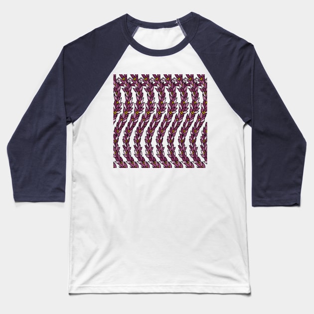 Purple Vines | Botanical Pattern Baseball T-Shirt by HLeslie Design